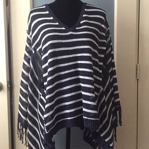 Cool Navy and White 525 America Linen Poncho